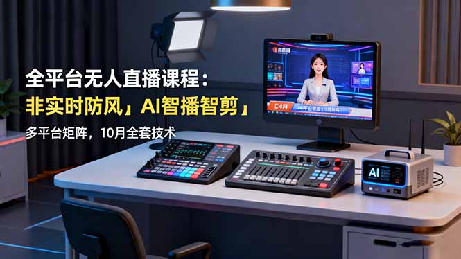 全平台无人直播课程：非实时防风＋AI智播智剪＋多平台矩阵，10月全套技术-创薯资源