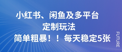 小红书、闲鱼及多平台定制玩法简单粗暴！每天稳定5张-创薯资源