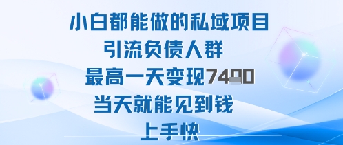 2025年小白都能做的私域项目引流负债人群最高一天变现1k+高变现难度低当天就能见到钱上手快-创薯资源