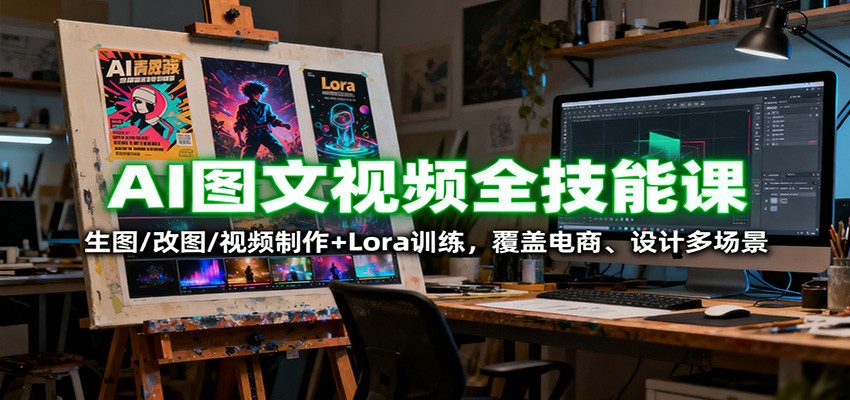 AI图文视频全技能课：生图/改图/视频制作+Lora训练，覆盖电商 、设计多场景-创薯资源