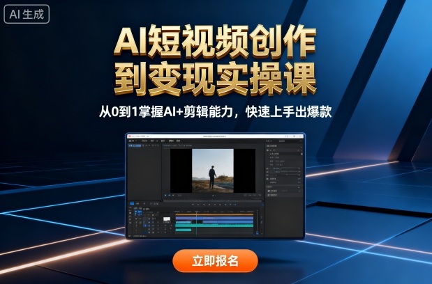 AI短视频创作到变现实操课，从0到1掌握AI+剪辑能力，快速上手出爆款(更新10月)-创薯资源