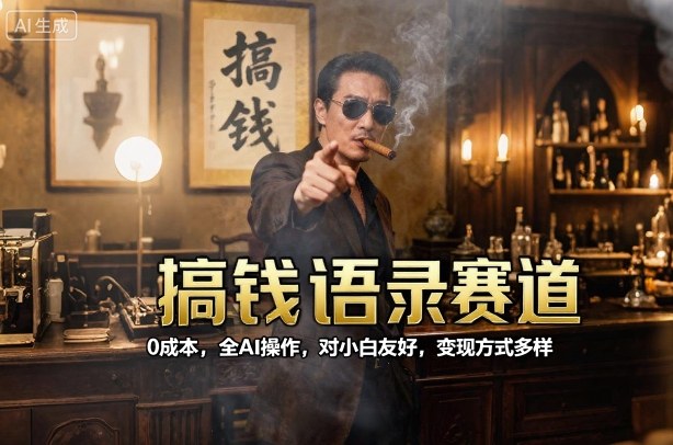搞钱语录赛道，0成本，全AI操作，对小白友好，变现方式多样-创薯资源