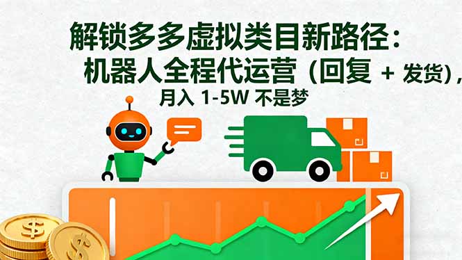 解锁多多虚拟类目新路径：机器人全程代运营(回复 + 发货-创薯资源