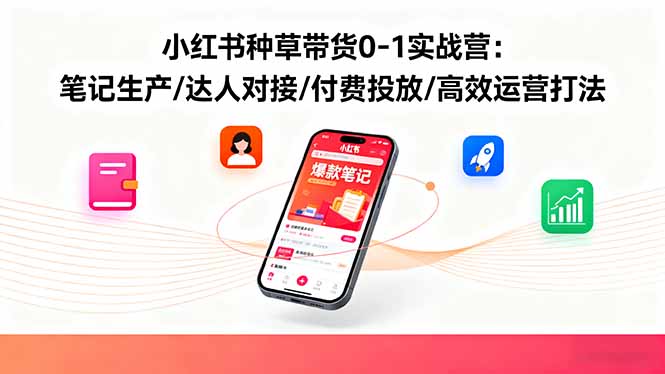 小红书种草带货0-1实战营：笔记生产/达人对接/付费投放/高效运营打法-创薯资源