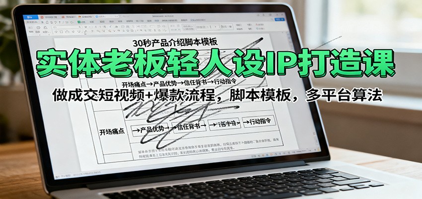 实体老板轻人设IP打造课：做成交短视频+爆款流程，脚本模板，多平台算法-创薯资源