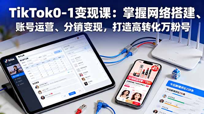 TikTok0-1变现课：掌握网络搭建、账号运营、分销变现，打造高转化万粉号-创薯资源