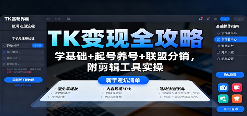 TK变现全攻略：学基础+起号养号+联盟分销，附剪辑工具实操-创薯资源