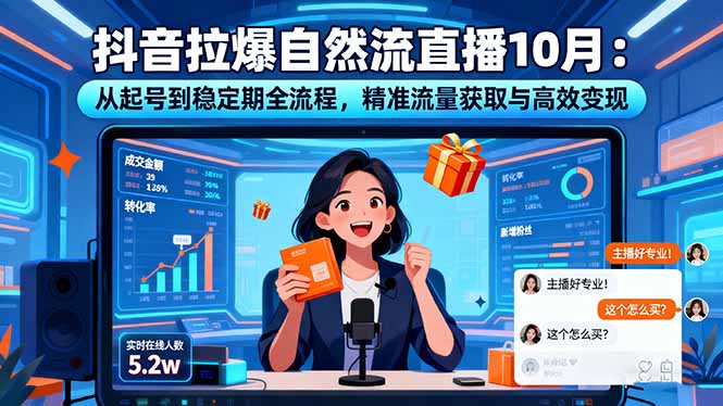 抖音拉爆自然流直播10月：从起号到稳定期全流程，精准流量获取与高效变现-创薯资源