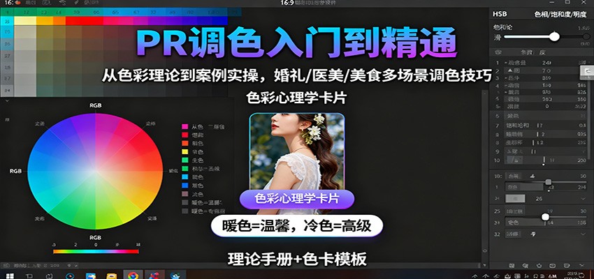 PR调色入门到精通：从色彩理论到案例实操，婚礼/医美/美食多场景调色技巧-创薯资源