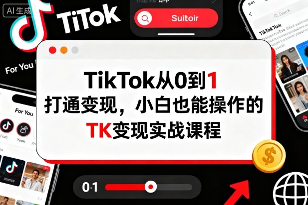 TikTok从0到1打通变现，小白也能操作的TK变现实战课程-创薯资源
