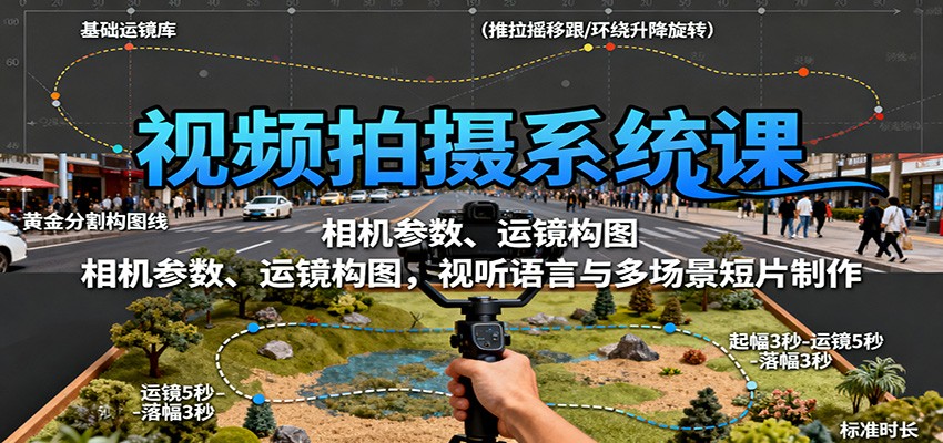 视频拍摄系统课：相机参数、运镜构图，视听语言与多场景短片制作-创薯资源