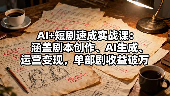 AI+短剧速成实战课：涵盖剧本创作、AI生成、运营变现，单部剧收益破万-创薯资源