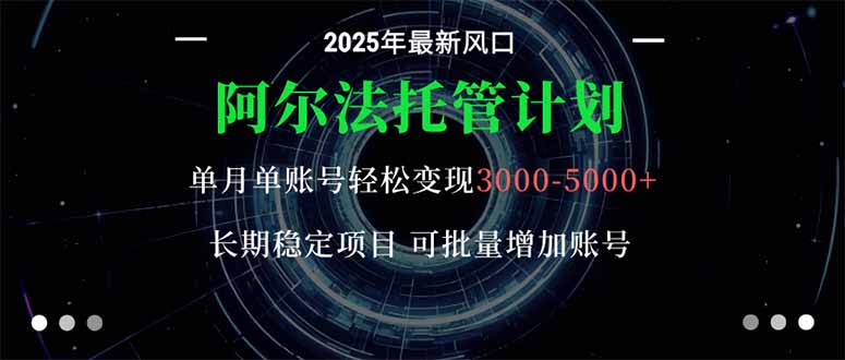 阿尔法托管计划 单账号月入3000-5000，长期稳定项目，新手小白轻松上手。-创薯资源