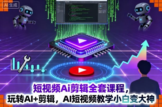 短视频Ai剪辑全套课程，玩转AI+剪辑，AI短视频教学小白变大神-创薯资源