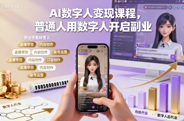 AI数字人变现课程,普通人用数字人开启副业-创薯资源