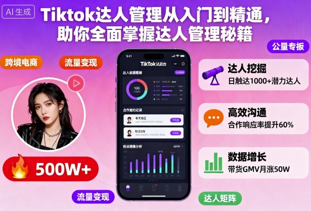 Tiktok达人管理从入门到精通,助你全面掌握达人管理秘籍-创薯资源