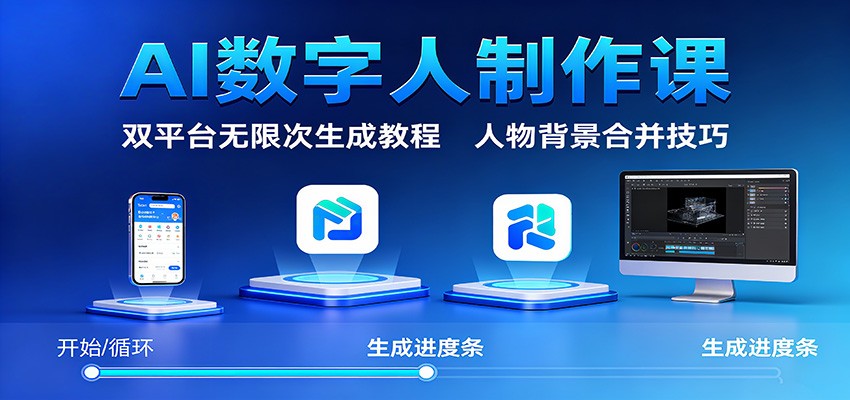 AI数字人制作课:双平台无限次生成教程,人物背景合并技巧-创薯资源