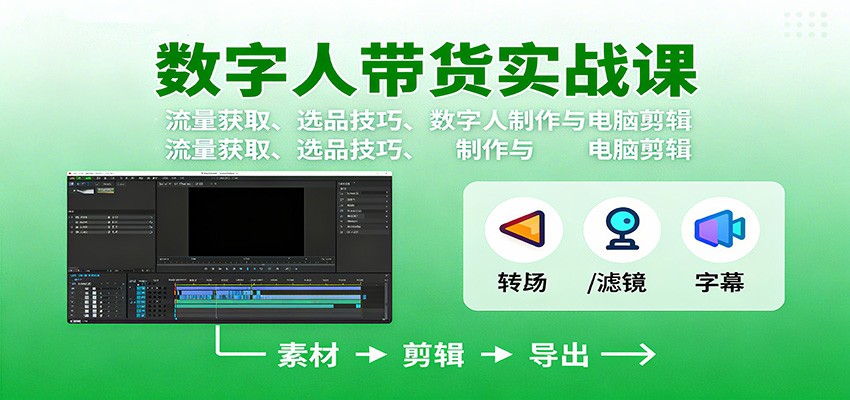 数字人变现实战课:流量获取、选品技巧、数字人制作与电脑剪辑-创薯资源