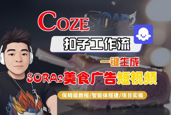 Coze扣子智能体工作流一键生成“SORA2美食广告“短视频，全流程保姆级教学-创薯资源