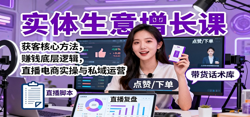 实体生意增长课:获客核心方法,赚钱底层逻辑,直播电商实操与私域运营-创薯资源