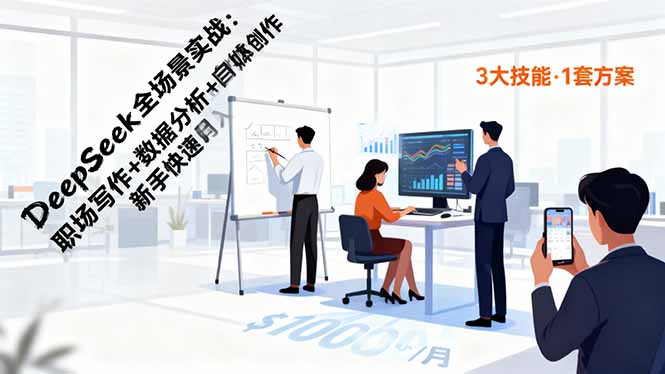 DeepSeek全场景实战：职场写作+数据分析+自媒体创作，新手快速月入过万-创薯资源