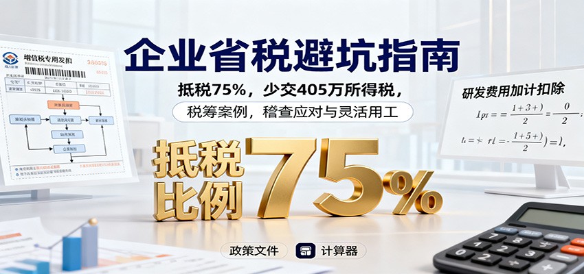 企业省税避坑指南：抵税75%，少交405万所得税，税筹案例，稽查应对与灵活用工-创薯资源