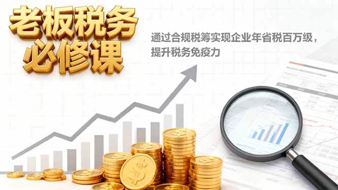 老板税务必修课，通过合规税筹实现企业年省税百万级，提升税务免疫力-创薯资源