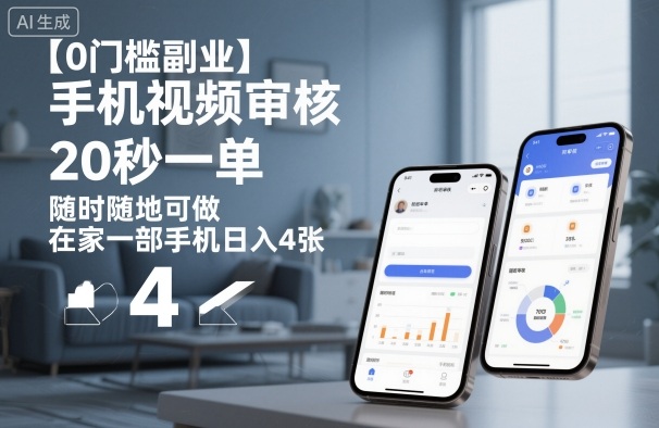 【0门槛副业】手机视频审核，20秒一单，随时随地可做，在家一部手机日入4张【揭秘】-创薯资源