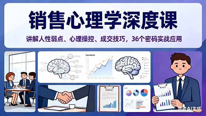 销售心理学深度课，讲解人性弱点、心理操控、成交技巧，36个密码实战应用-创薯资源