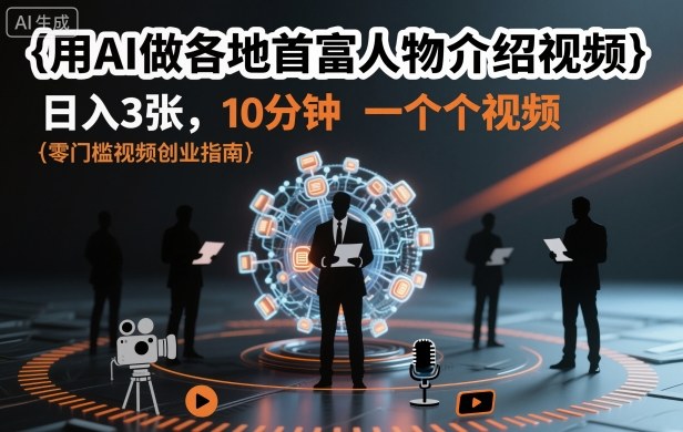 用AI做各地首富人物介绍视频，日入3张，10分钟一个视频-创薯资源