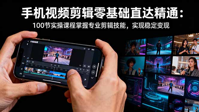 手机视频剪辑零基础直达精通：100节实操课程掌握专业剪辑技能，实现稳...-创薯资源