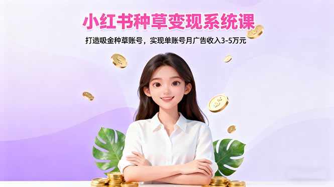 小红书种草变现系统课：打造吸金种草账号，实现单账号月广告收入3-5万元-创薯资源