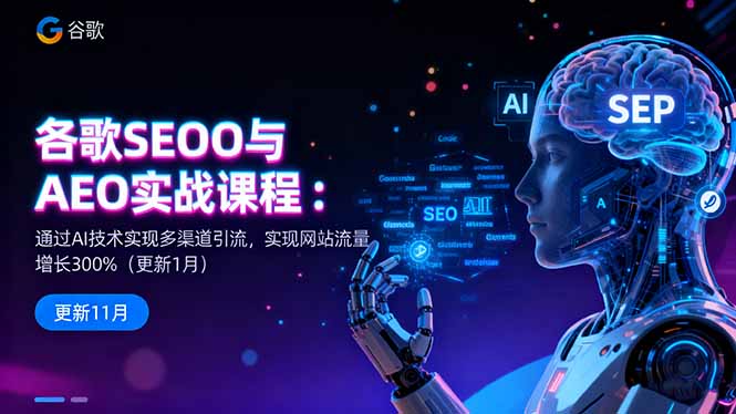 谷歌SEO与AEO实战课程:通过AI技术实现多渠道引流,实现网站流量增长300%-创薯资源