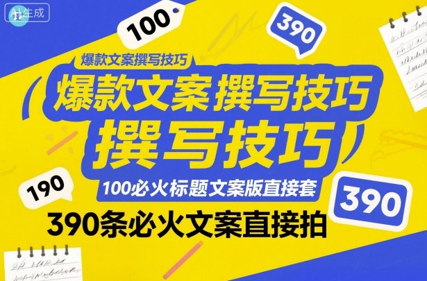 爆款文案撰写技巧,100个必火标题文案模版直接套,390条必火文案直接拍-创薯资源