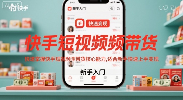 快手短视频带货,快速掌握快手短视频带货核心能力,适合新手快速上手变现-创薯资源