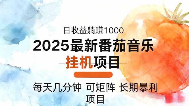 2025年最新番茄音乐人挂机项目,每天几分钟,月入1000+,可矩阵,一台...-创薯资源
