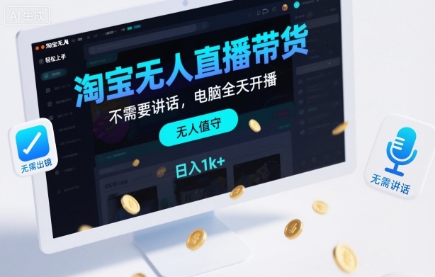 淘宝无人直播带货,不需要出镜,不需要讲话,电脑全天开播,轻松上手,日入1k+【揭秘】-创薯资源