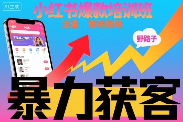 小红书爆款培训班,小红书获客野路子流量打法,暴力持续获客-创薯资源