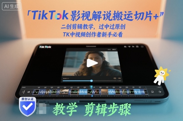 TikTok影视解说搬运切片+二创剪辑教学,过中过原创,TK中视频创作者新手必看-创薯资源