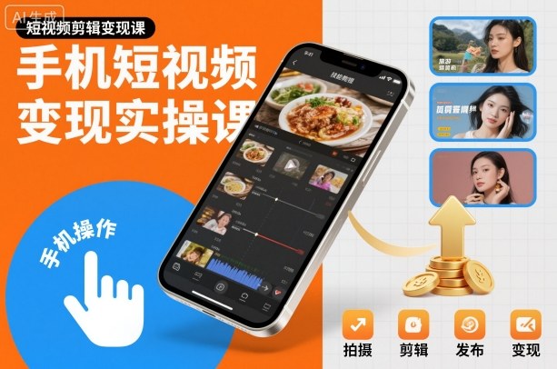 手机短视频变现实操课，短视频剪辑变现课-创薯资源