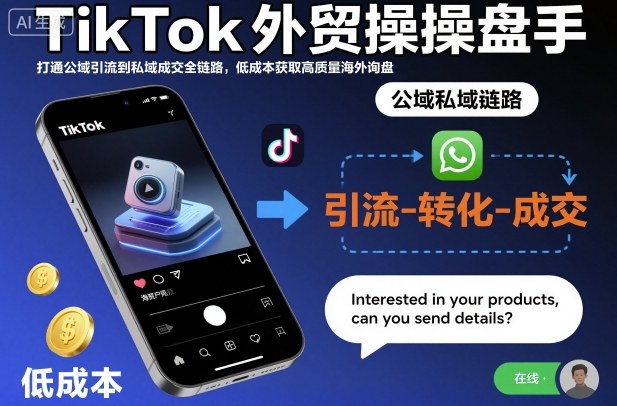 TikTok外贸操盘手,打通公域引流到私域成交全链路,低成本获取高质量海外询盘-创薯资源