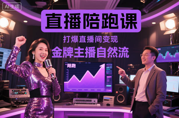 直播陪跑课，金牌主播自然流打爆直播间，复制高变现玩法-创薯资源