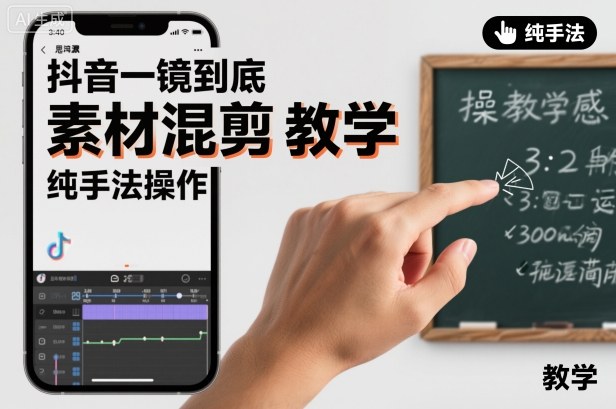 抖音一镜到底素材混剪教学，纯手法操作-创薯资源