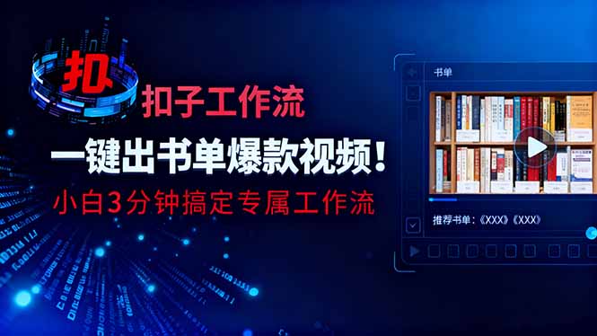 利用扣子工作流一键生成书单爆款视频,小白三分钟搞定专属工作流-创薯资源
