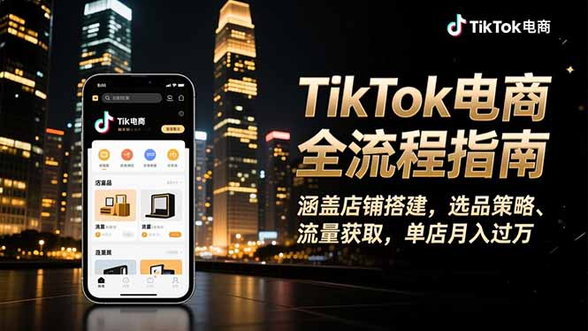 TikTok电商全流程指南,涵盖店铺搭建、选品策略、流量获取,单店月入过万-创薯资源