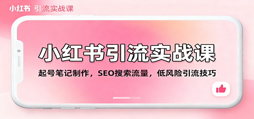 小红书引流实战课：起号笔记制作，SEO搜索流量，低风险引流技巧-创薯资源