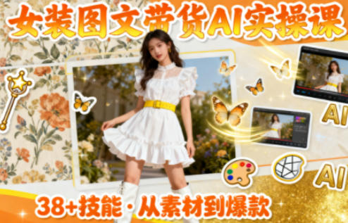女装图文带货的AI实操课，覆盖38个实用技能，快速提升素材制作效率-创薯资源