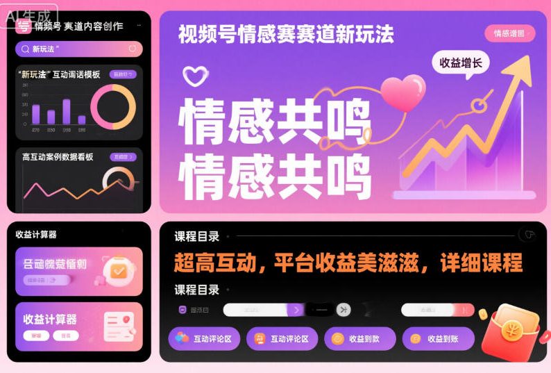 视频号情感赛道新玩法,超高互动,平台收益美滋滋,详细课程-创薯资源