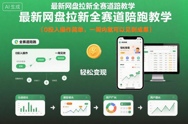 最新网盘拉新全赛道陪跑教学，0投入操作简单，一周内就可以见到成果-创薯资源