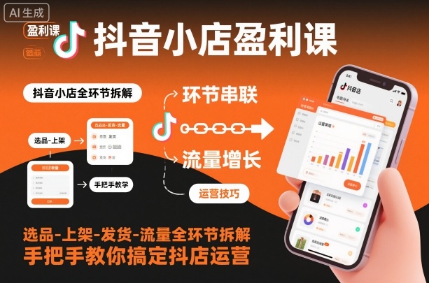 抖音小店盈利课-选品-上架-发货-流量全环节拆解,手把手教你搞定抖店运营-创薯资源